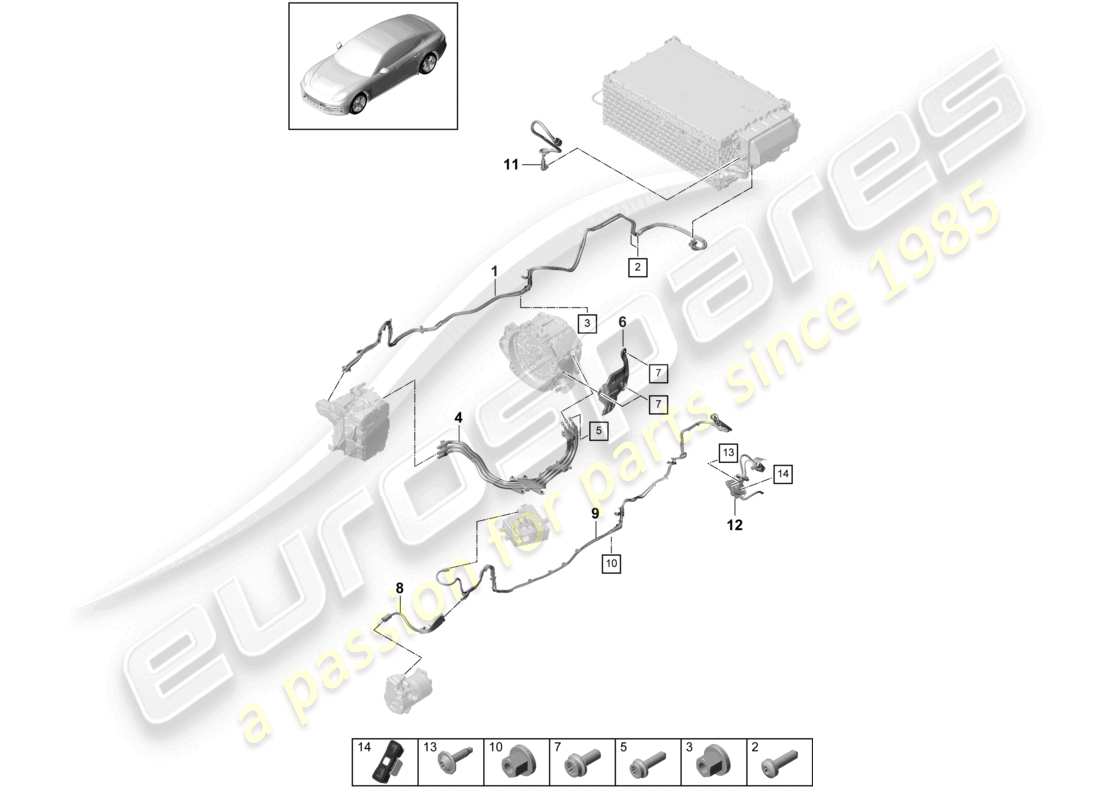 porsche 2021 (panamera 971-1) faisceaux de câblage pour véhicules à propulsion hybride schéma des pièces