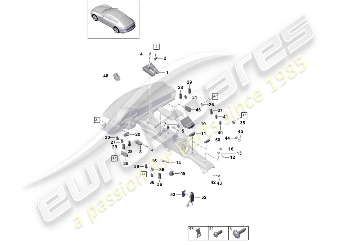 porsche 2021 (panamera 971-1) interrupteur multiple panneau de commande climatisation interrupteur de commande convertisseur de tension ioniseur schéma des pièces
