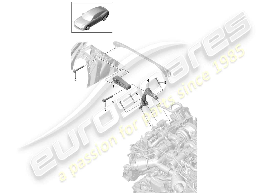 porsche 2021 (panamera 971-1) dispositif de levage du moteur support du moteur schéma des pièces