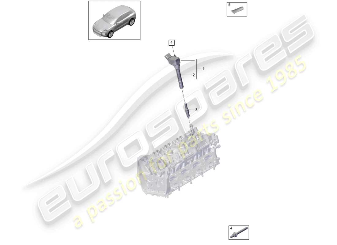 porsche 2021 (macan) schéma des pièces de la bobine d'allumage de la culasse