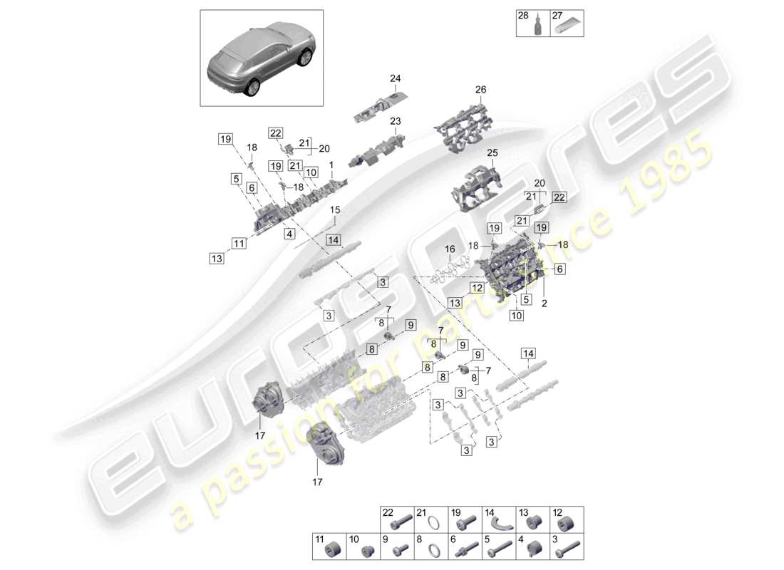 porsche 2021 (macan) couvercle de soupape amortisseur de bruit accessoires diagramme des pièces