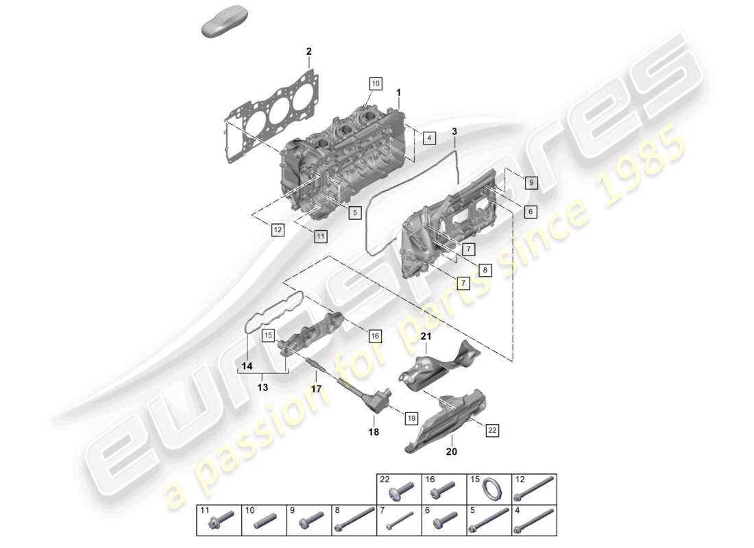 porsche 2023 (992-1 gt3/rs/st) culasse joint de culasse couvercle de soupape schéma des pièces