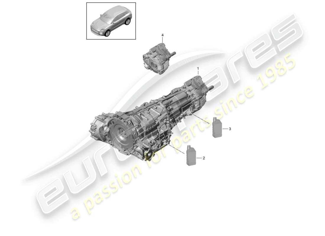 porsche 2021 (macan) boîte de vitesses à double embrayage (pdk) - schéma des pièces