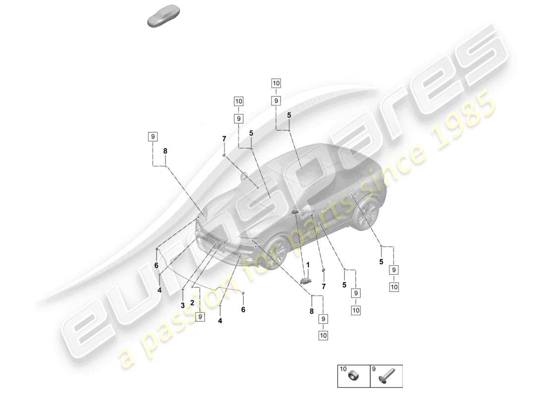 porsche 2025 (macan-e) unité de contrôle capteurs d'airbag protection des piétons schéma des pièces