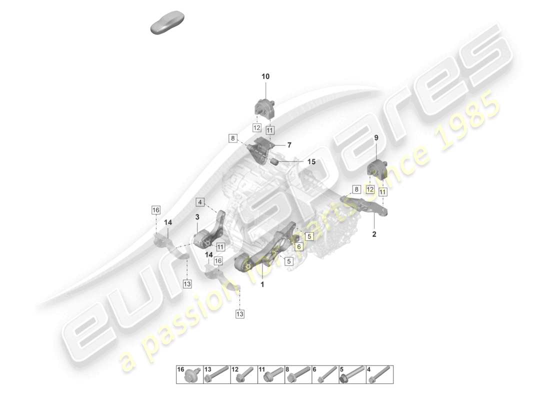 porsche 2021 (taycan 9j1-1) dispositif de levage du moteur essieu arrière schéma des pièces