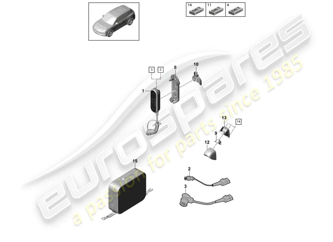 porsche 2024 (cayenne e3 9ya/9yb) câble de charge pour la recharge à page d'accueil 2nd génération pour les véhicules à propulsion hybride porsche schéma des pièces du chargeur mobile