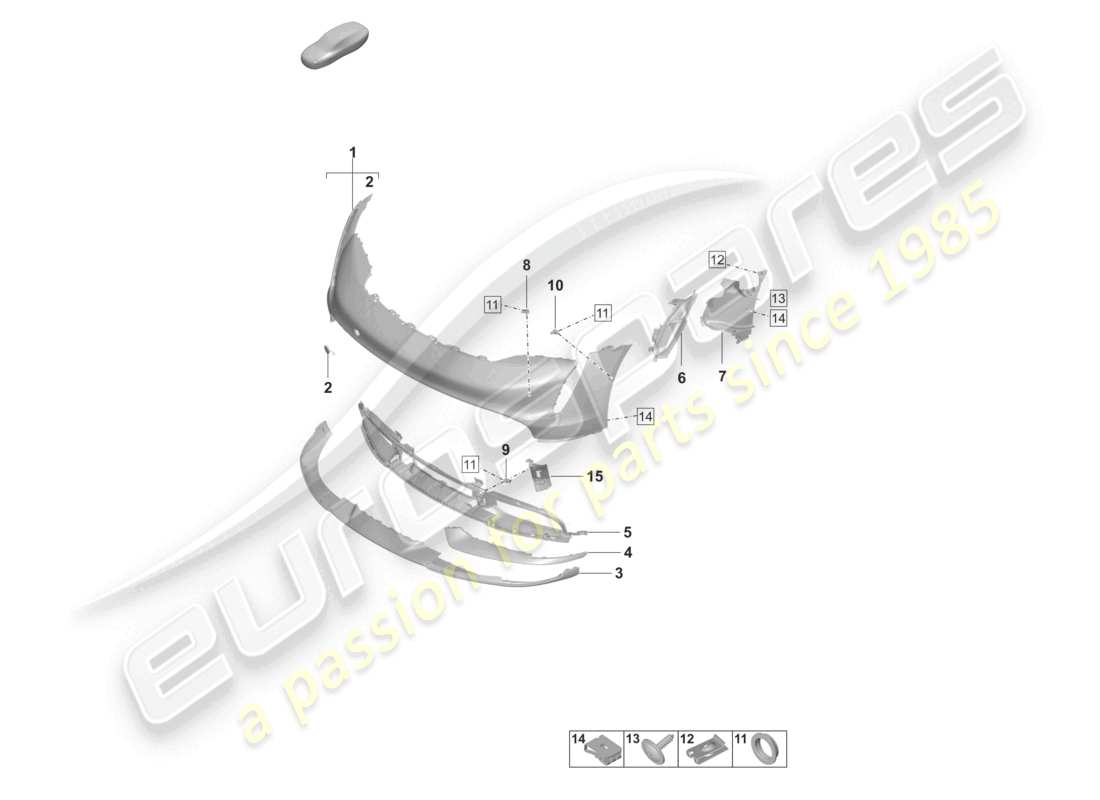 porsche 2022 (taycan 9j1-1) schéma des pièces du pare-chocs avant du turbo