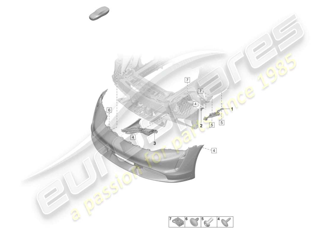porsche 2021 (taycan 9j1-1) fixations de pare-chocs avant schéma des pièces