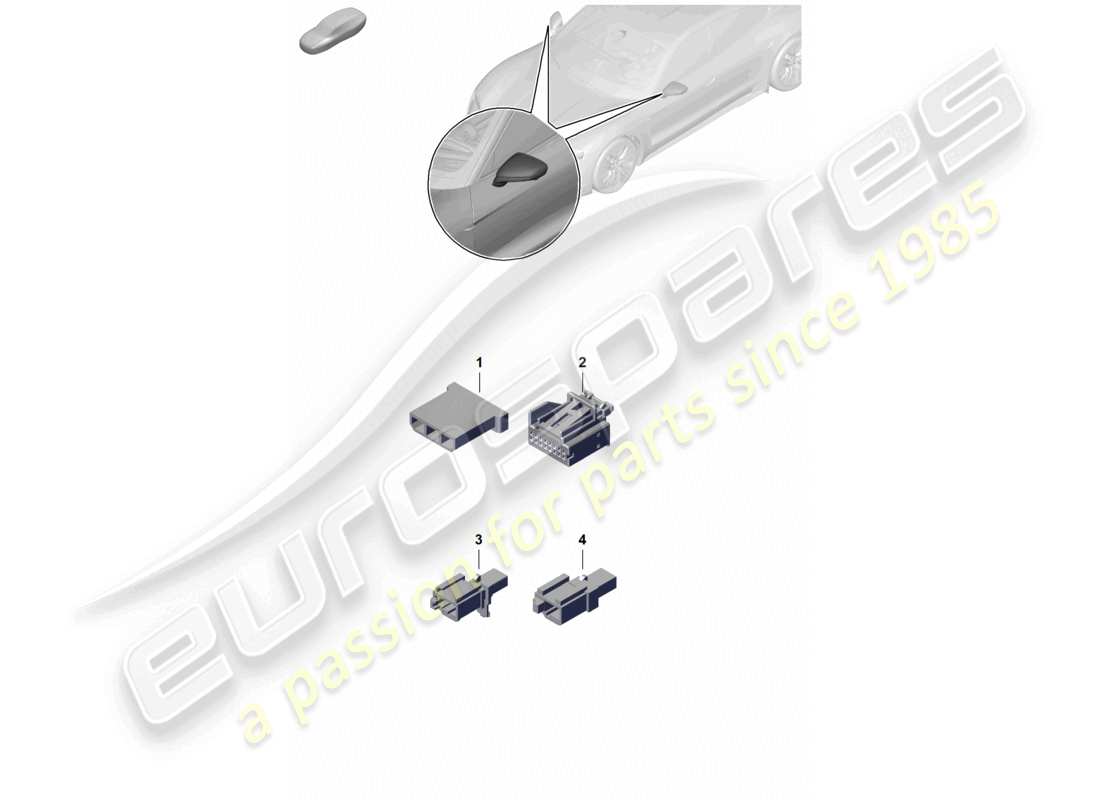 porsche 2022 (taycan 9j1-1) boîtier de connecteur pour rétroviseur extérieur schéma des pièces
