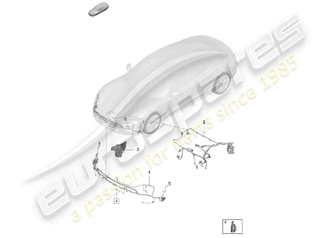 porsche 2023 (taycan 9j1-1) kit de câblage pour pare-chocs kit de câblage pour la partie avant schéma des pièces