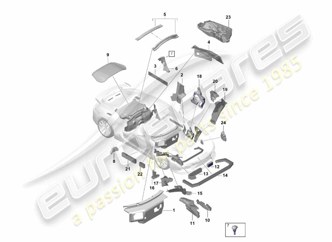 porsche 2021 (718 cayman gt4) schéma des pièces d'isolation corporelle (application universelle)