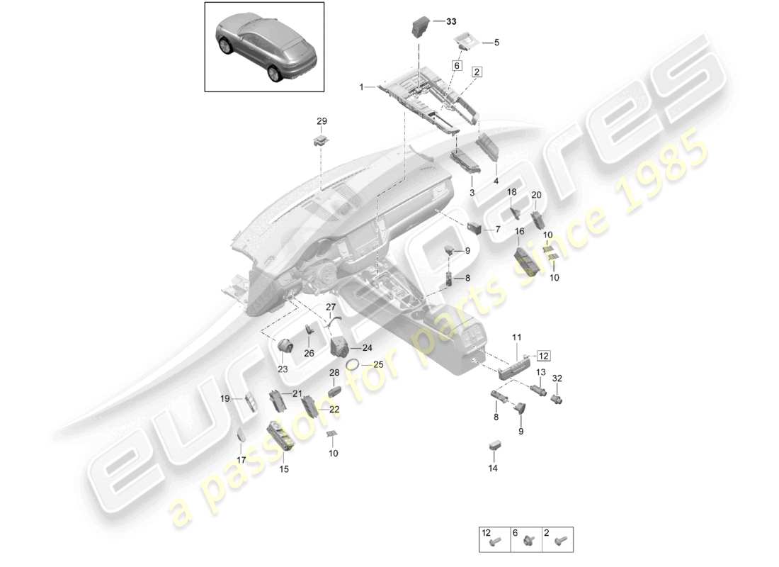 porsche 2021 (macan) schéma des pièces du commutateur