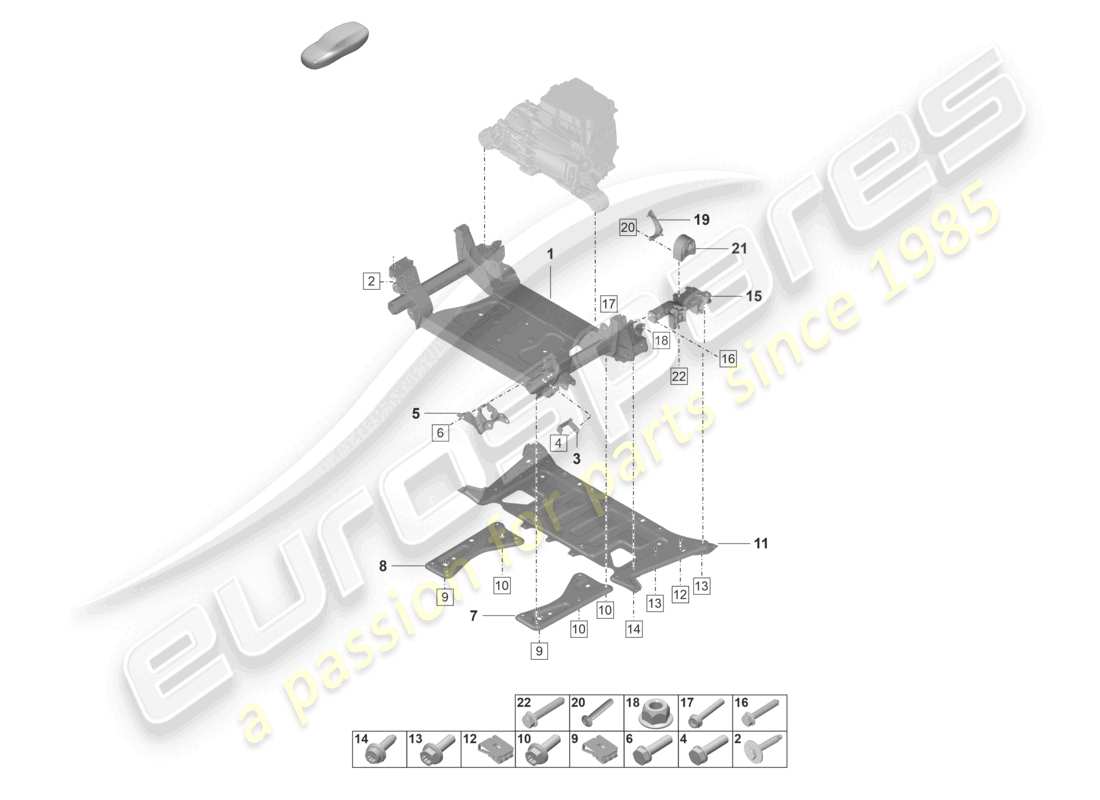 porsche 2022 (taycan 9j1-1) diagramme des pièces du cadre de support de la traverse