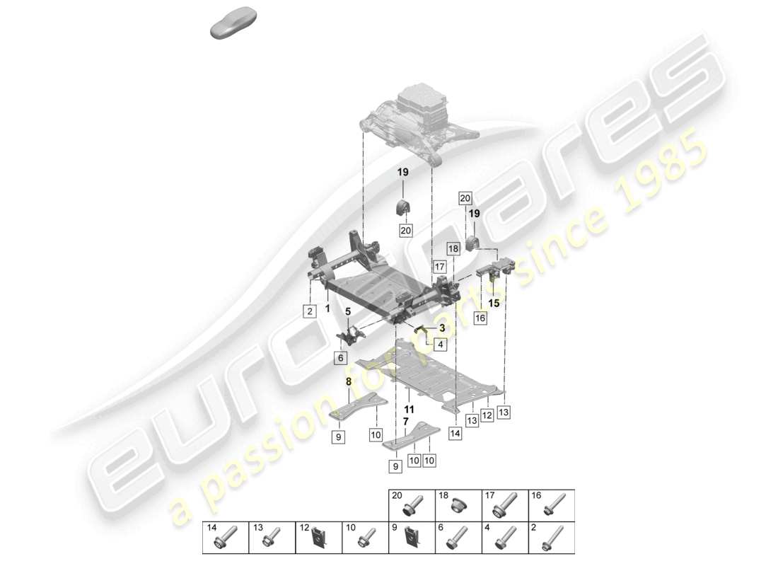 porsche 2025 (taycan 9j1-2) traverse cadre de support schéma des pièces