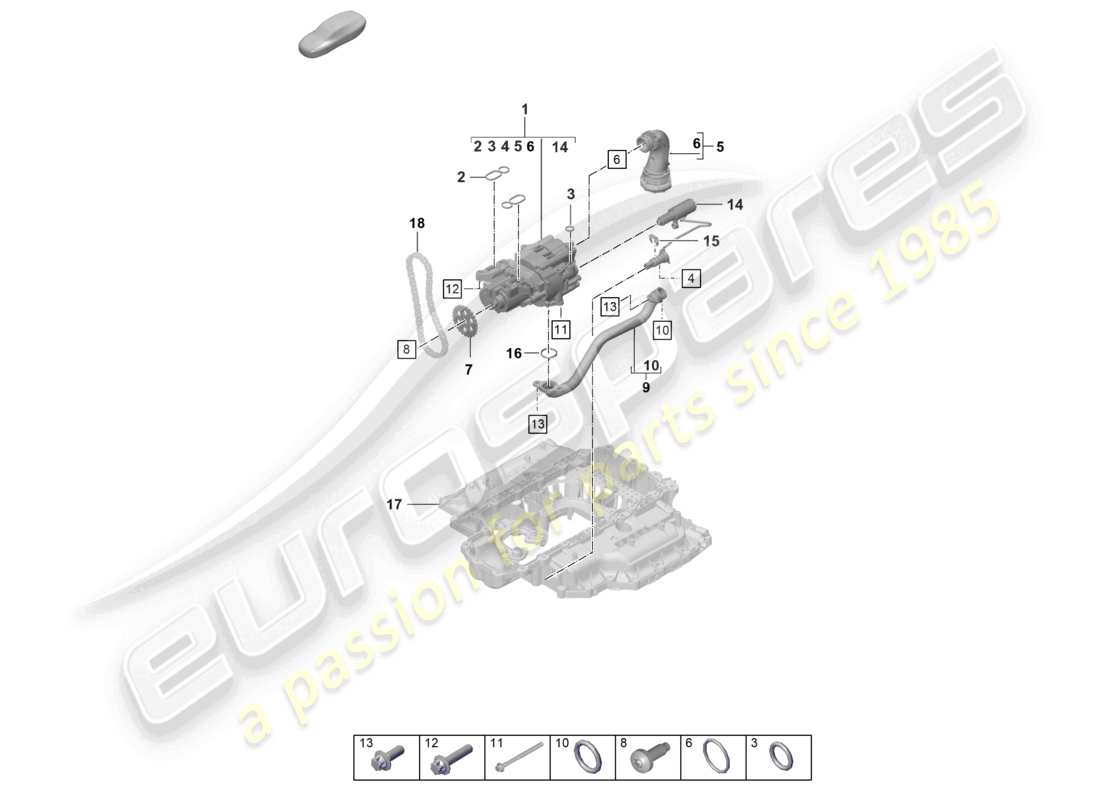 porsche 2024 (718 boxster spyder) pompe à huile schéma des pièces