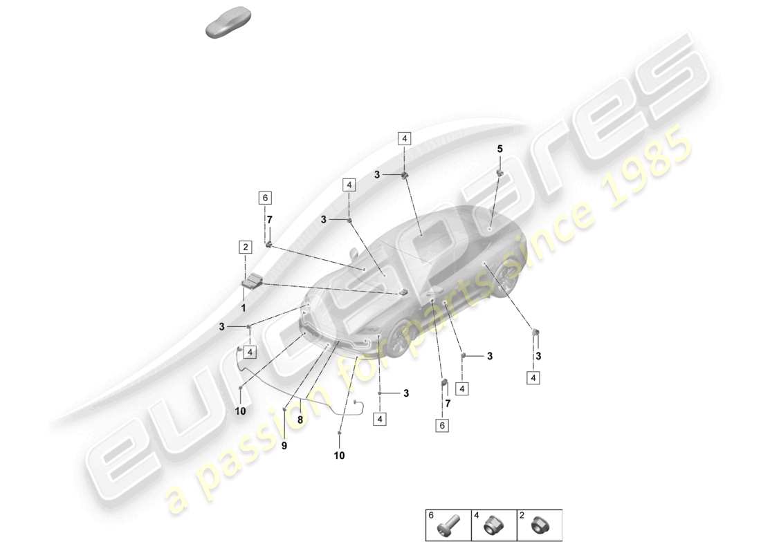 porsche 2025 (taycan 9j1-2) unité de commande pour airbag capteur de collision pour airbag protection des piétons schéma des pièces
