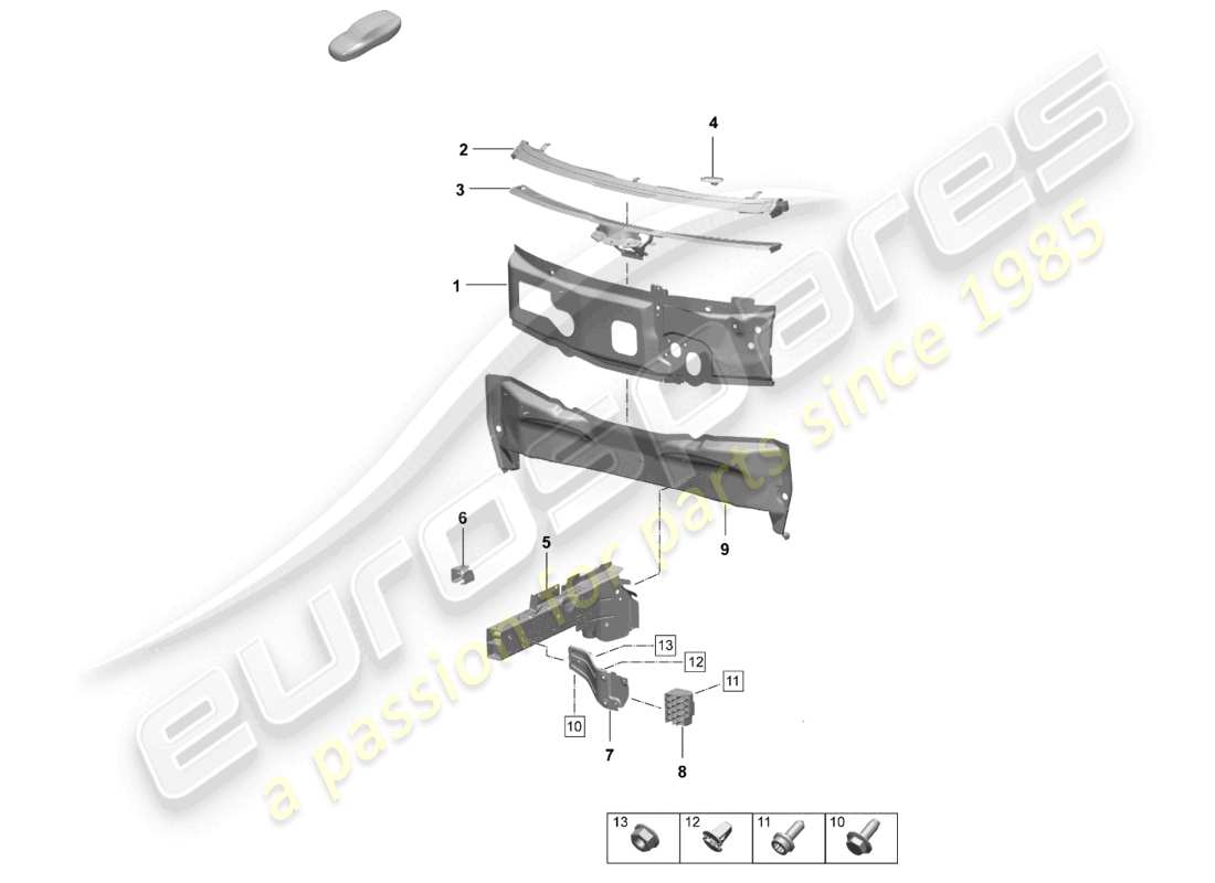 porsche 2024 (macan-e) diagramme des pièces du pare-feu du membre latéral frontal