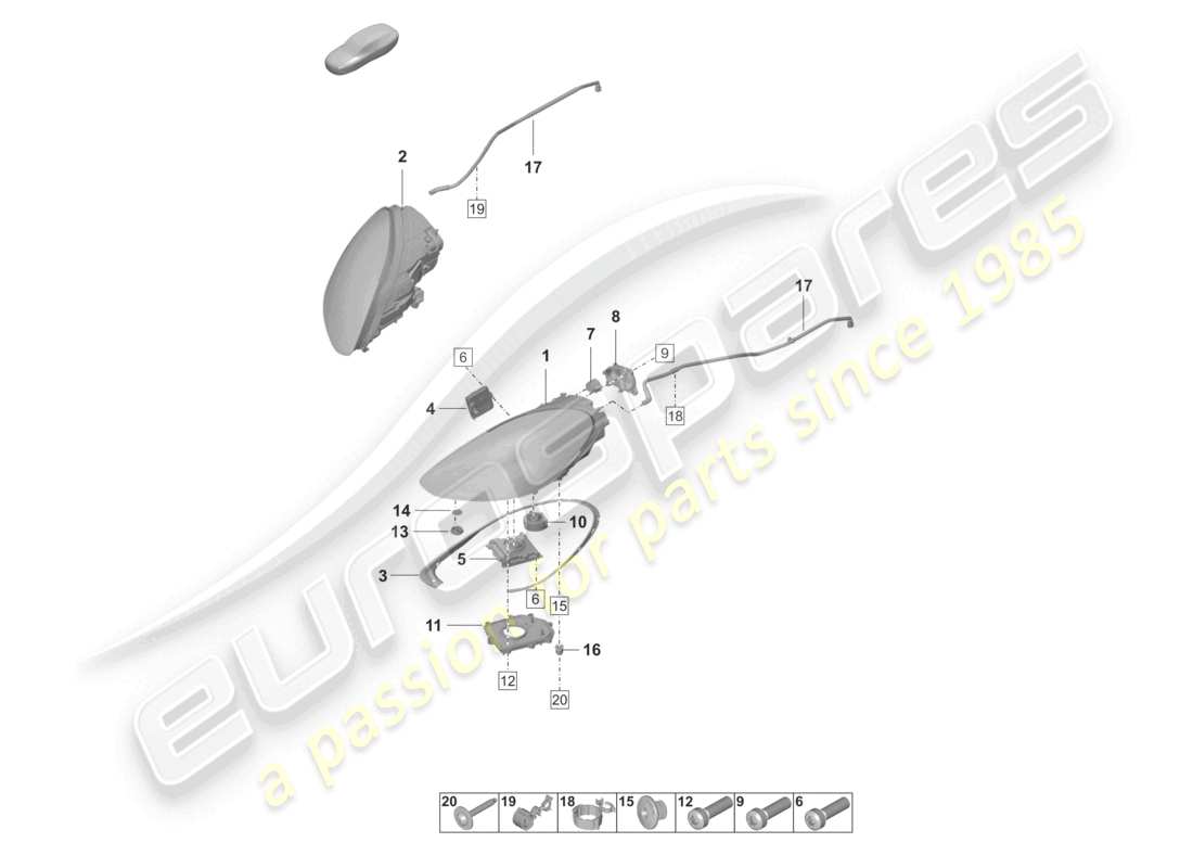 porsche 2021 (panamera 971-2) schéma des pièces du phare à led pdls+