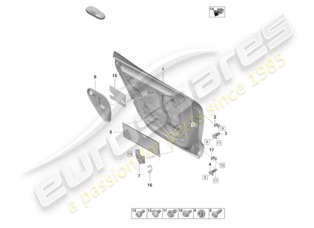 porsche 2021 (taycan 9j1-1) coque de porte arrière schéma des pièces
