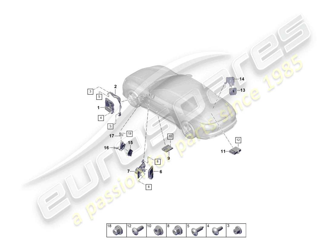 porsche 2024 (panamera 976) unités de contrôle moteur boîte de vitesses pompe à carburant unité de contrôle pour thermogestion unité de contrôle pour passerelle schéma des pièces