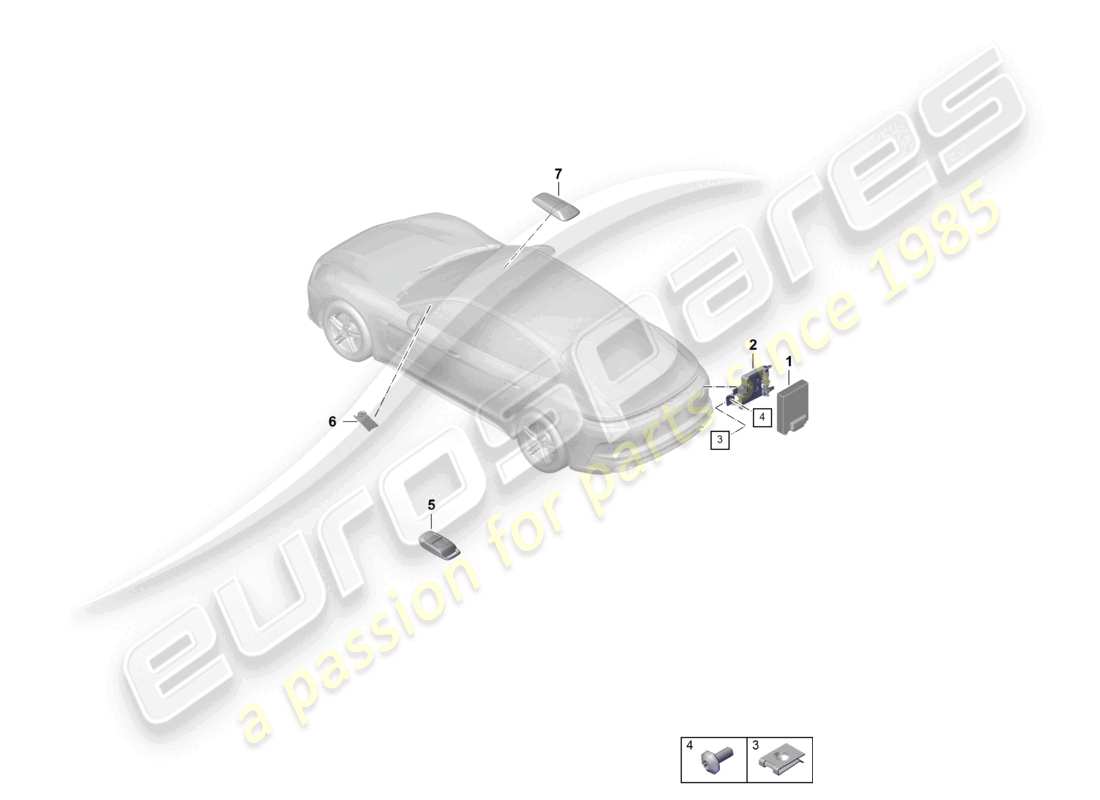 porsche 2024 (panamera 976) unité de commande et de réception pour chauffage auxiliaire radiocommandé, lecteur de carte à puce pour système de péage routier, schéma des pièces