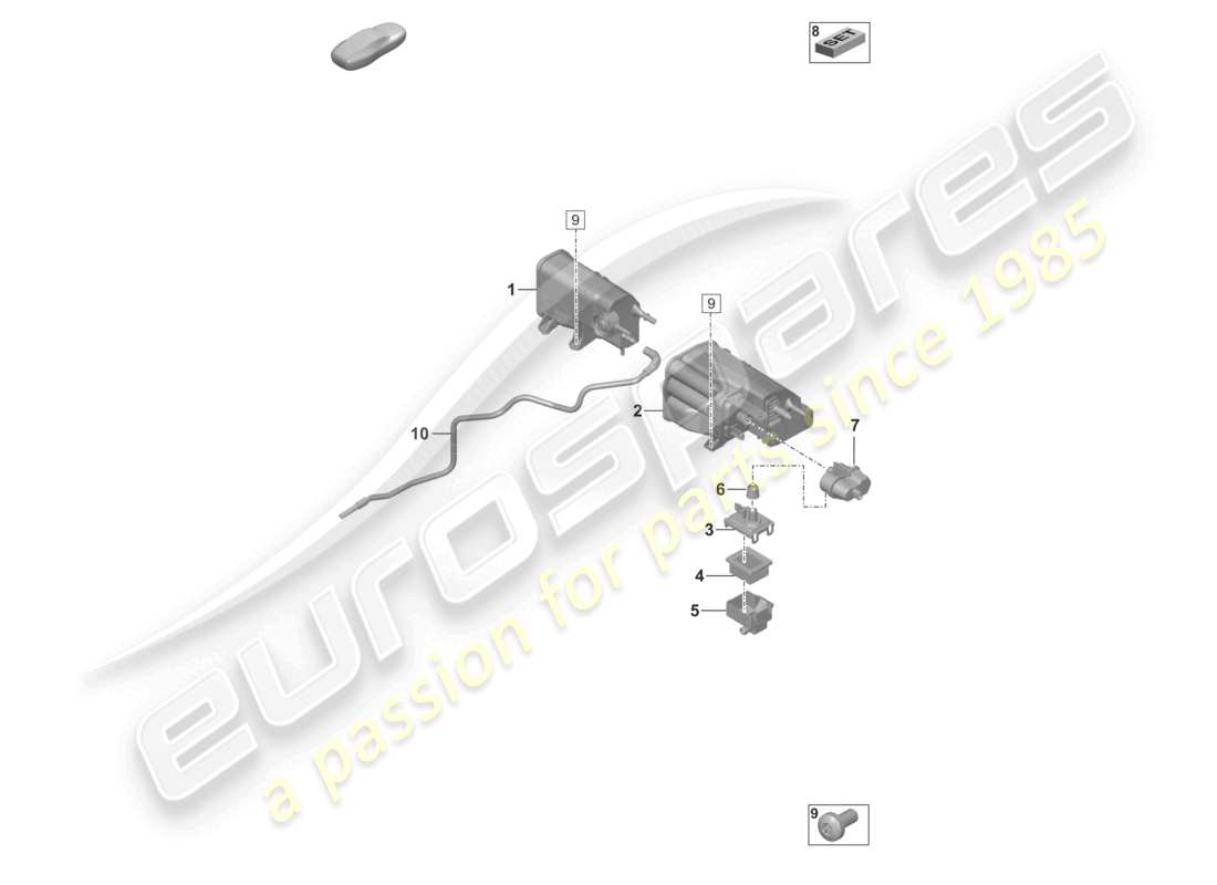 porsche 2021 (992-1 gt3/rs/st) récipient à charbon actif schéma des pièces