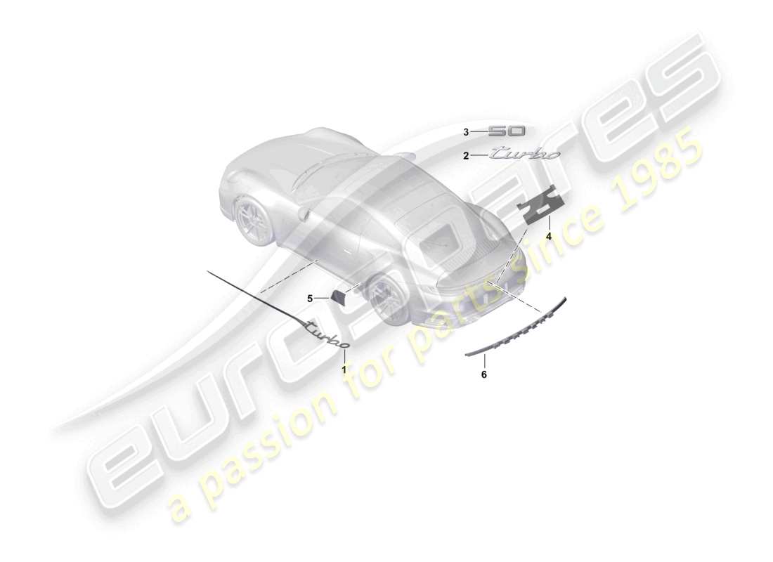 porsche 2022 (992-1 turbo / s) film décoratif modèle spécial diagramme des pièces
