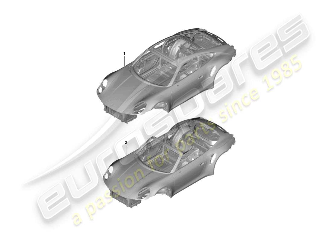 porsche 2022 (992-1 turbo / s) carrosserie diagramme de pièce