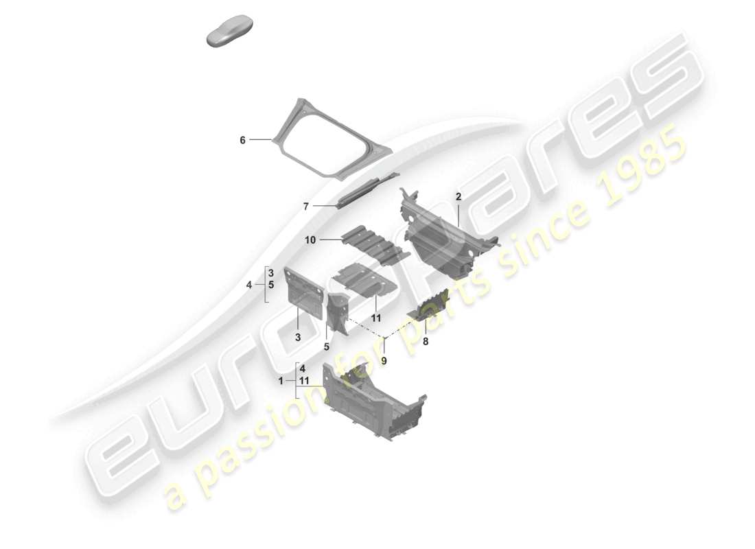 porsche 2022 (992-1 turbo / s) plancher de coffre avant pièces détachées schéma des pièces