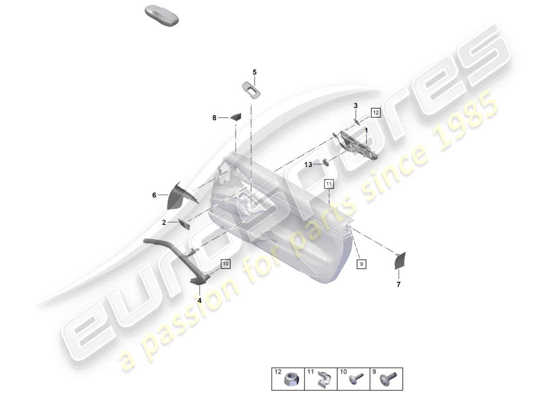 porsche 2021 (718 cayman gt4) panneau de porte accessoires schéma des pièces