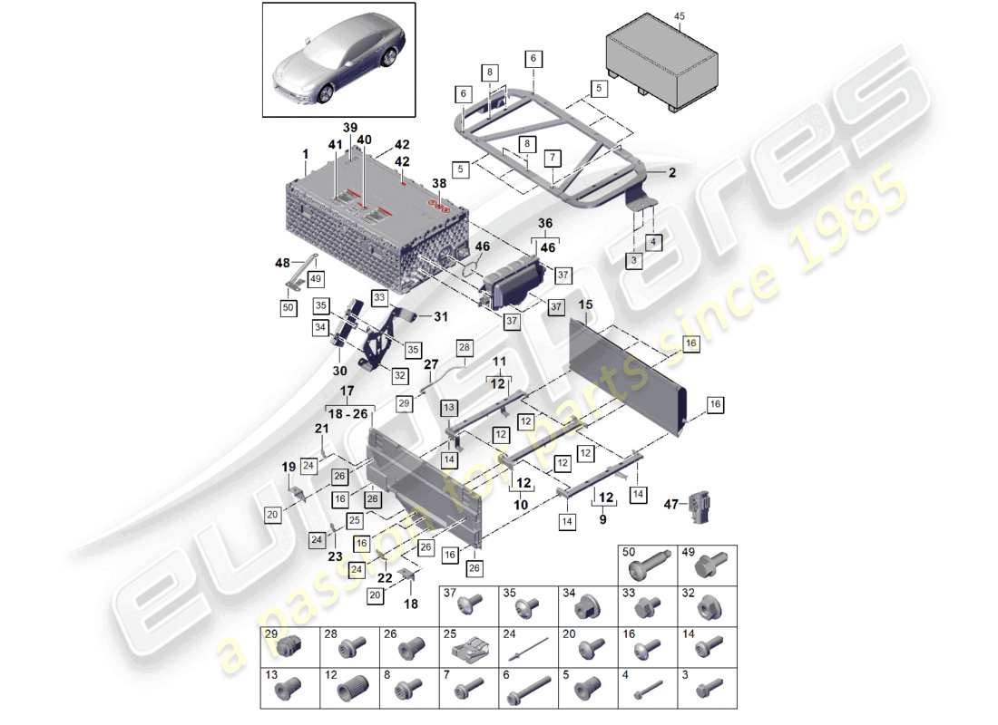 porsche 2021 (panamera 971-1) batterie pour véhicules à propulsion hybride schéma des pièces