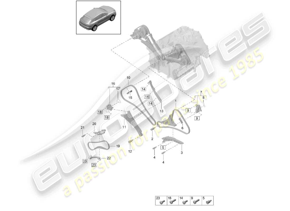 porsche 2021 (macan) glissière de chaîne de distribution tendeur de chaîne schéma des pièces