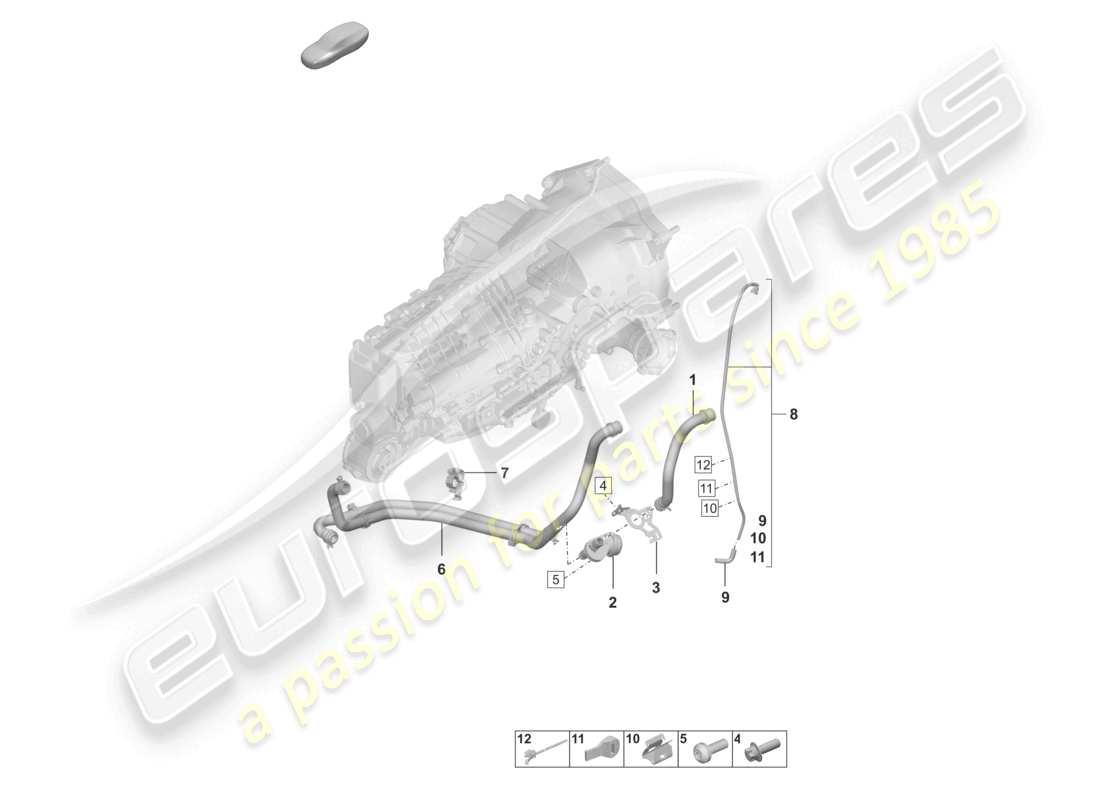 porsche 2022 (992-1 turbo / s) boîte de vitesses manuelle système de refroidissement de l'huile de boîte de vitesses diagramme des pièces