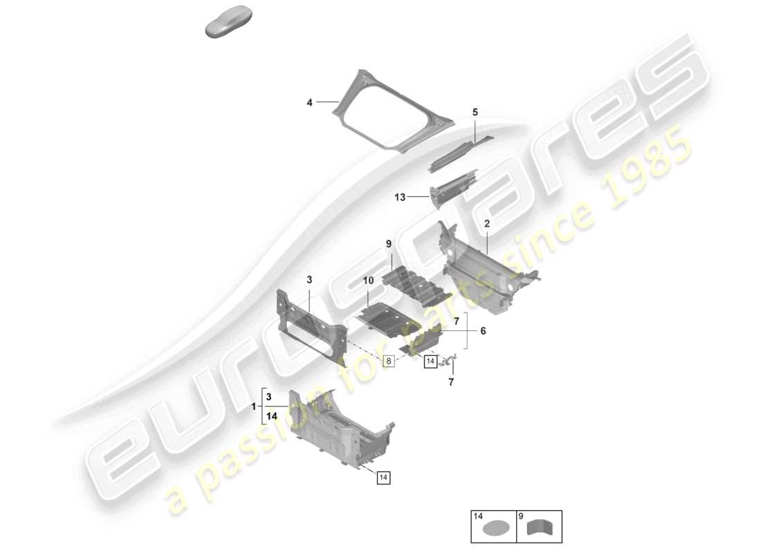 porsche 2024 (992-2 gt3/rs/st) plancher de coffre avant pièces détachées gt3rs schéma des pièces