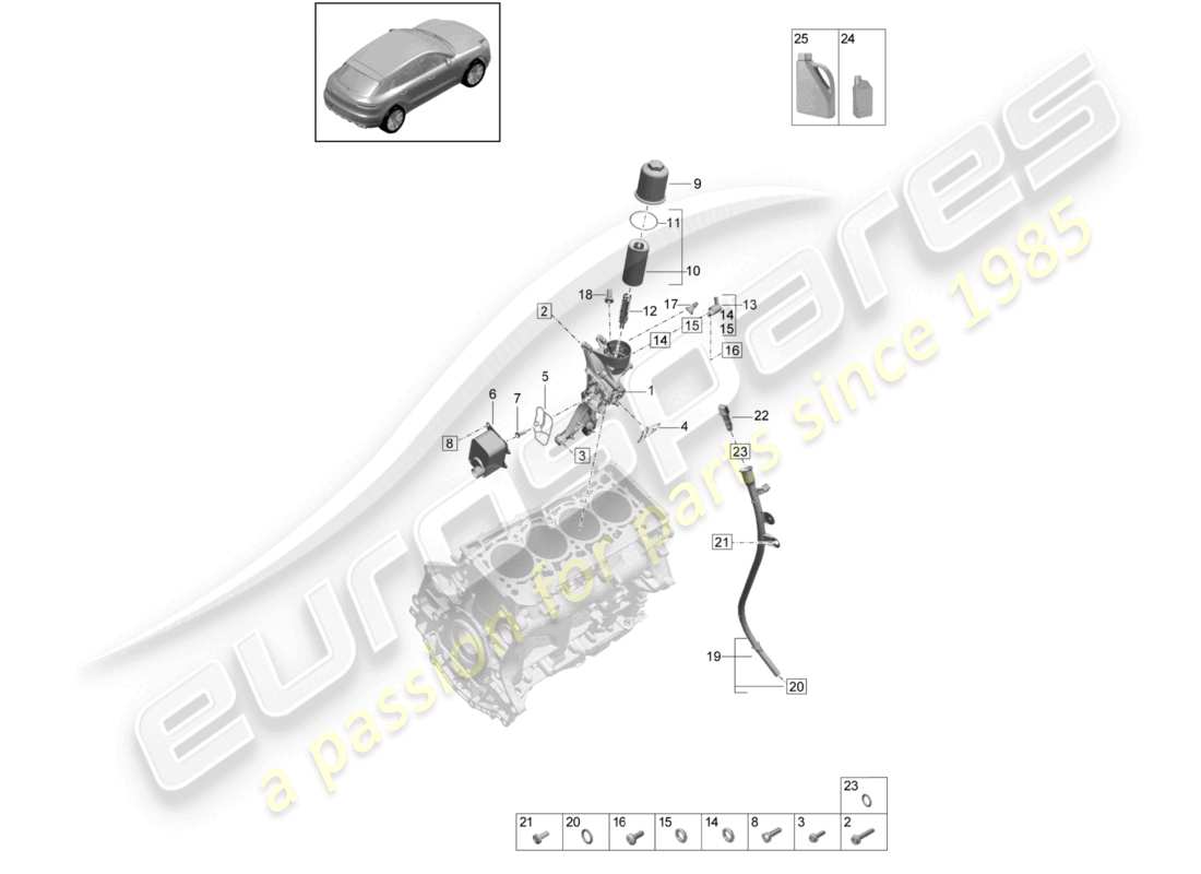 porsche 2021 (macan) filtre à huile console refroidisseur d'huile schéma des pièces
