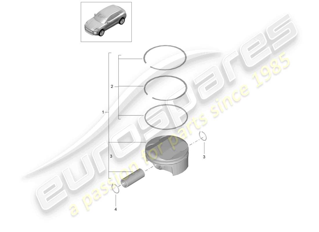 porsche 2021 (macan) schéma des pièces du piston