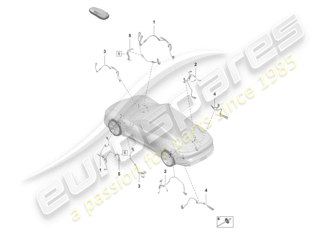 porsche 2023 (taycan 9j1-1) faisceau de câbles pour système de freinage antiblocage -abs- faisceau de câbles pour suspension à nivellement automatique schéma des pièces