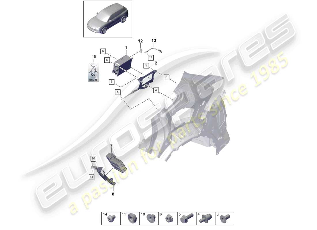 porsche 2021 (cayenne e3 9ya/9yb) schéma des pièces du chargeur pour échangeur de chaleur de batterie haute tension