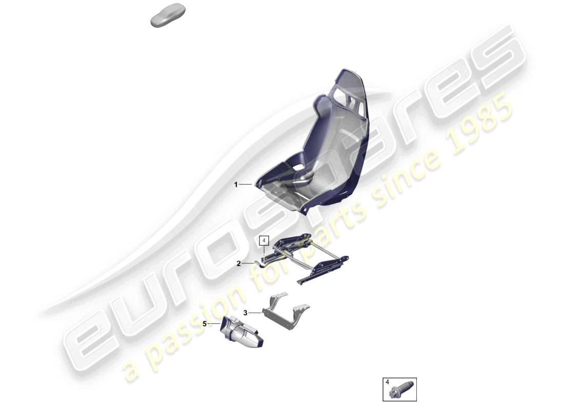 porsche 2022 (992-1 gt3/rs/st) siège baquet diagramme des pièces de la coque du siège