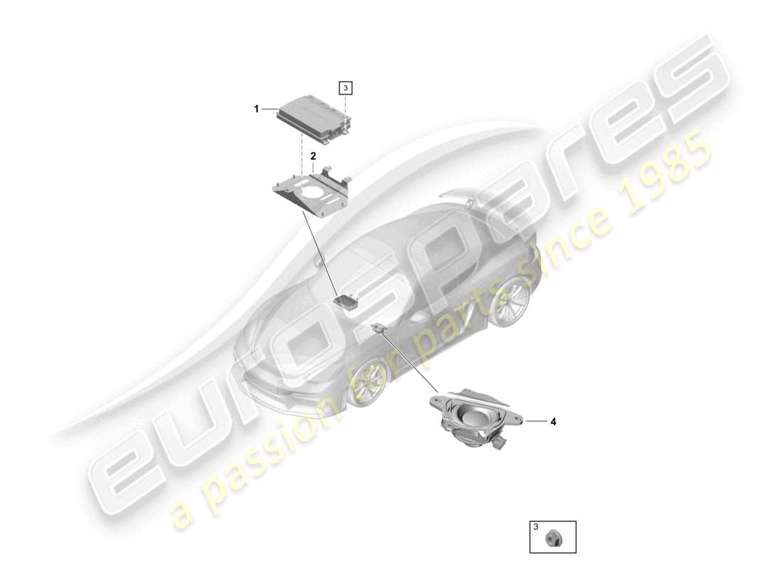 porsche 2022 (718 cayman gt4) schéma des pièces des amplificateurs