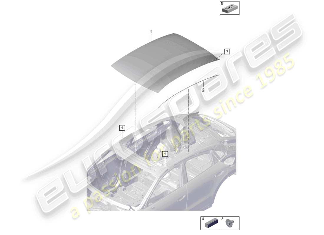 porsche 2024 (cayenne e3 pa) schéma des pièces du toit en verre