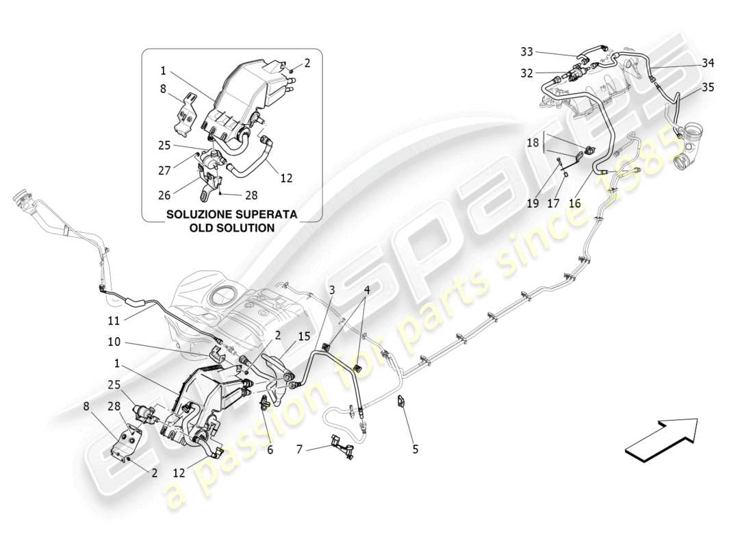 maserati levante (2020) système de recirculation des vapeurs de carburant schéma des pièces