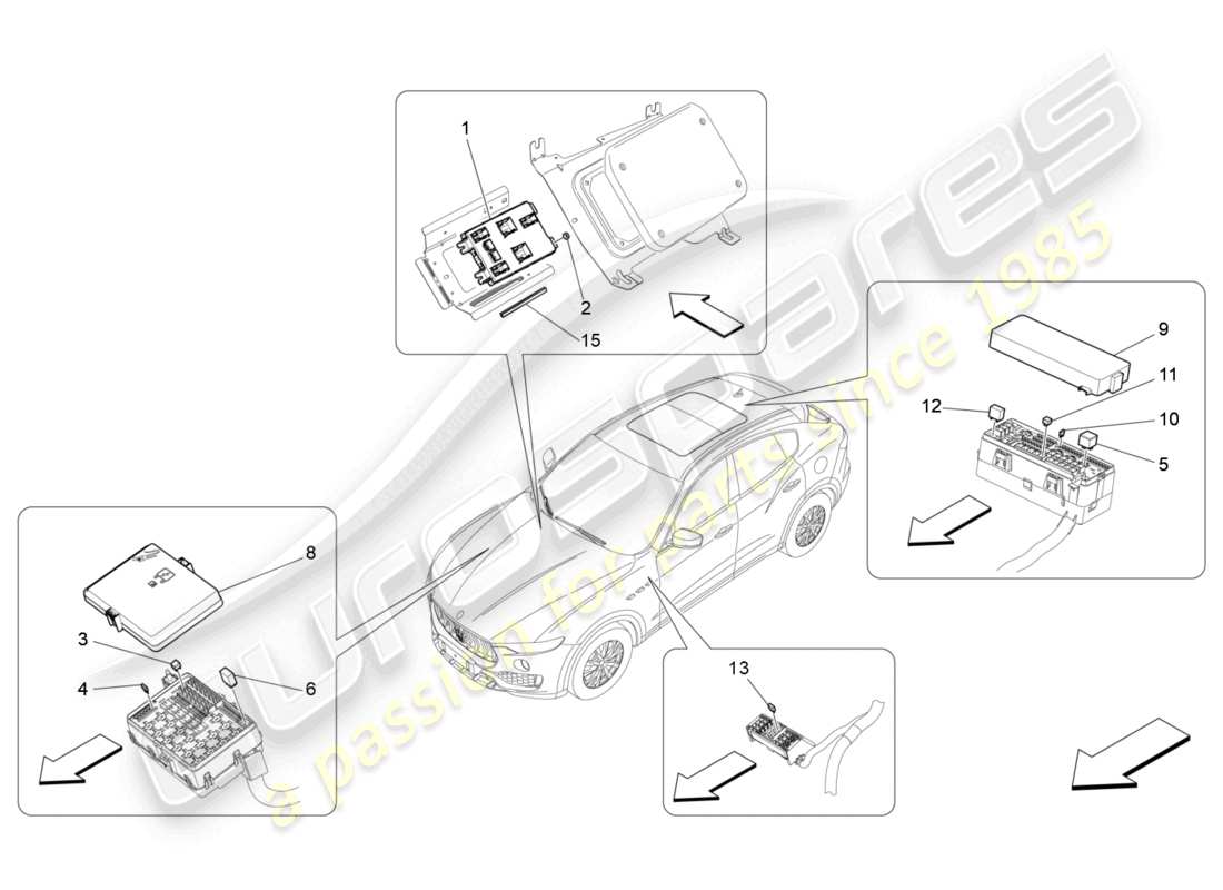 maserati levante tributo (2021) relais, fusibles et boites schéma des pièces