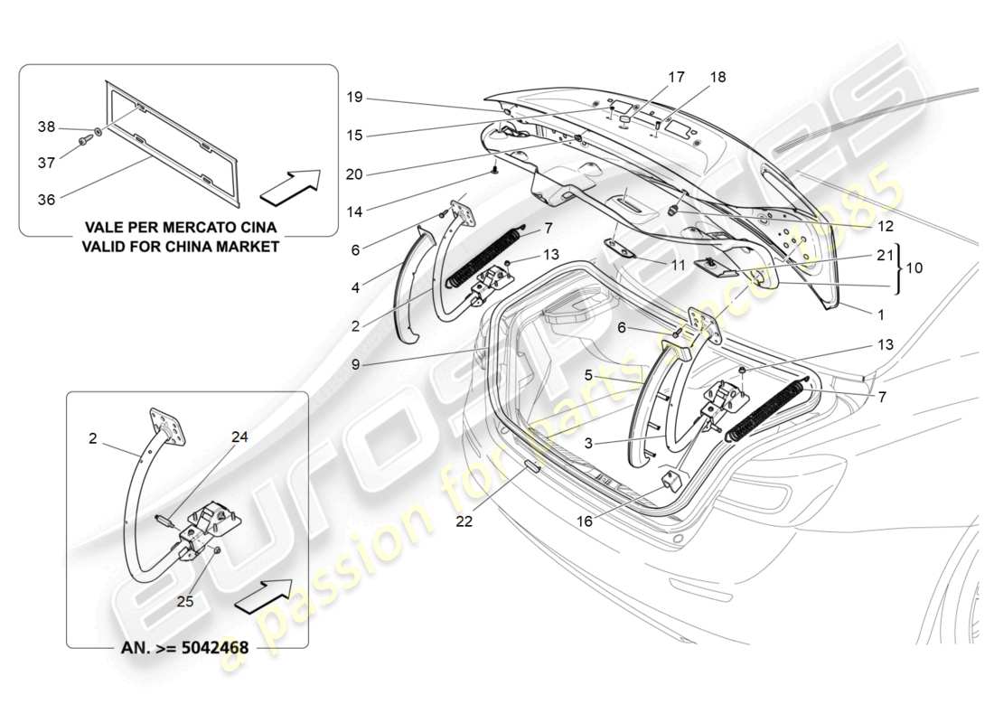 maserati ghibli fragment (2022) couvercle arrière schéma des pièces