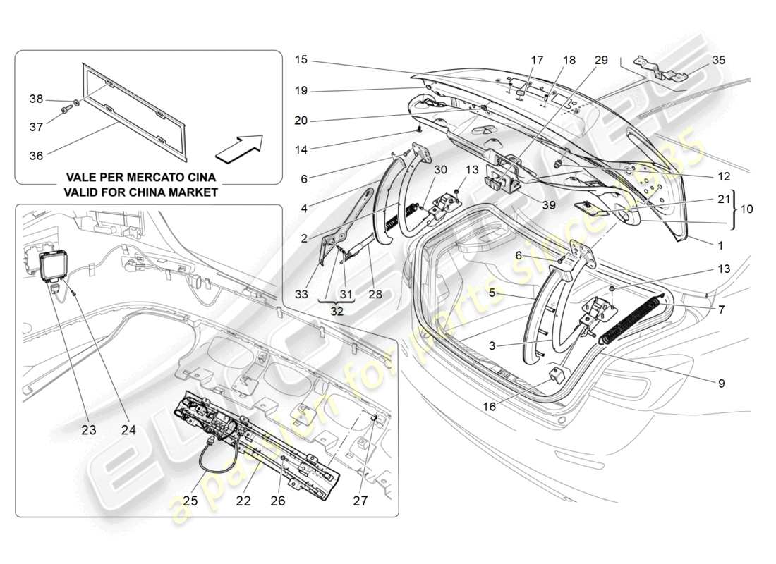maserati ghibli fragment (2022) couvercle arrière schéma des pièces