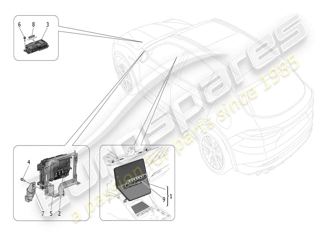 maserati grecale modena (2023) diagramme des pièces du système informatique