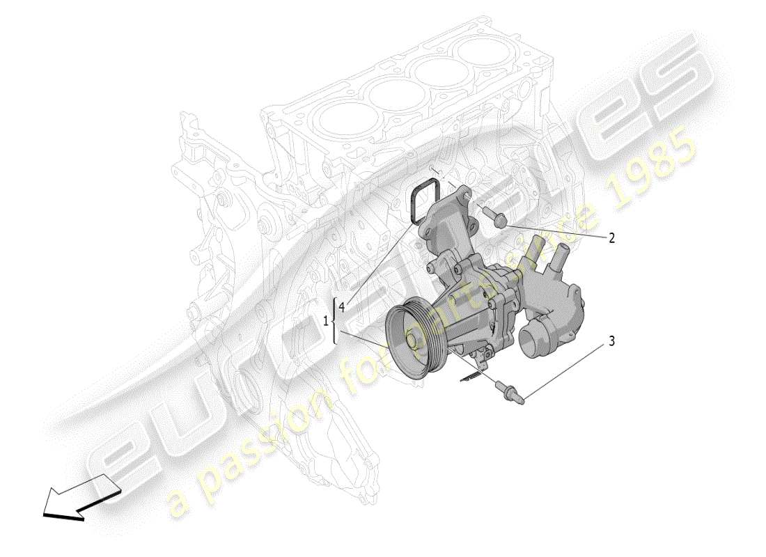 maserati grecale modena (2023) système de refroidissement : diagramme de pièces de la pompe à eau