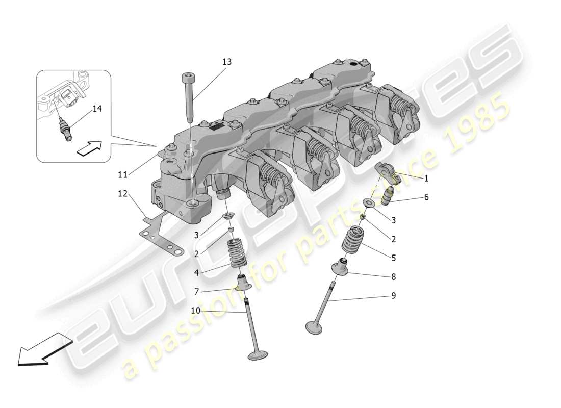 maserati grecale gt (2023) vannes et systèmes multiair schéma des pièces