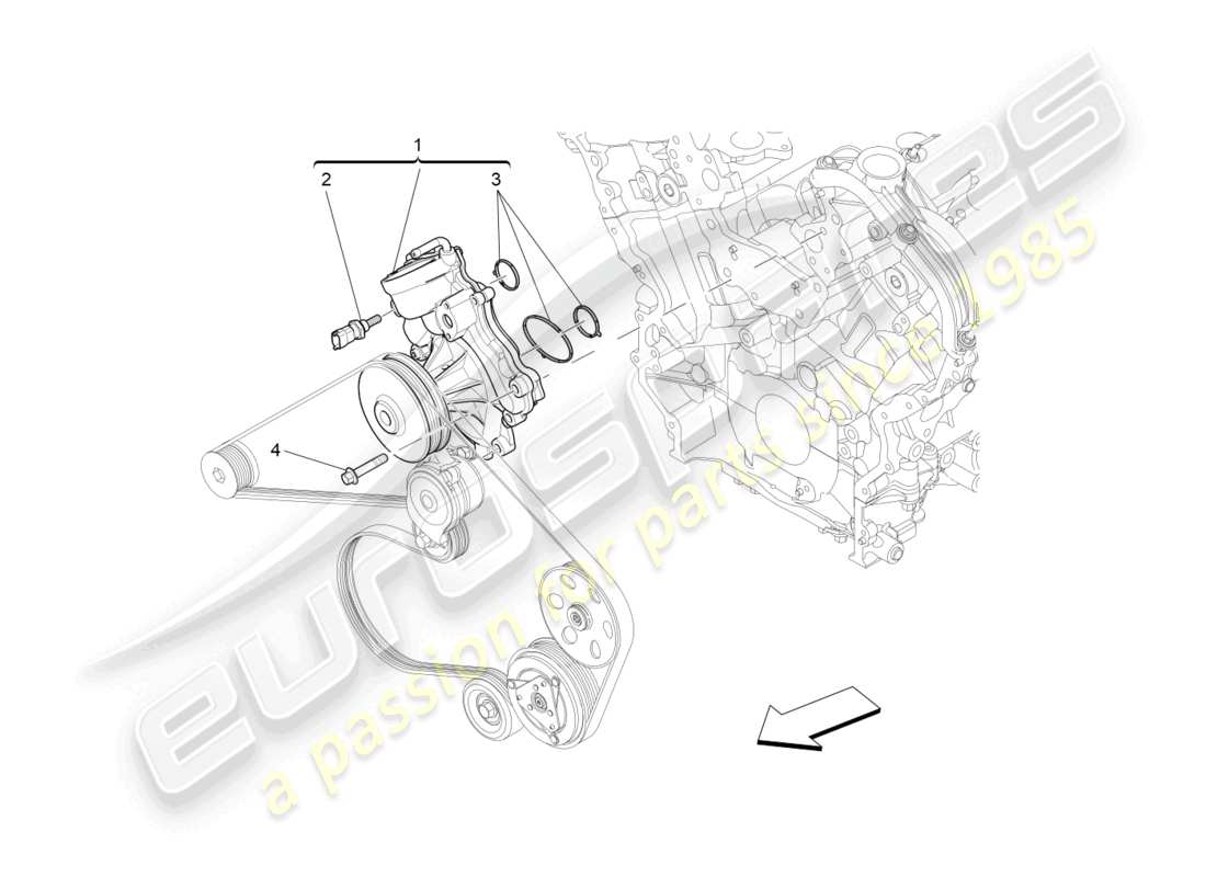 maserati levante (2018) système de refroidissement : diagramme de pièces de la pompe à eau