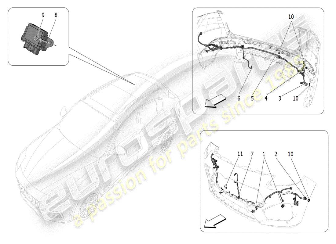 maserati grecale modena (2023) schéma des pièces des capteurs de stationnement